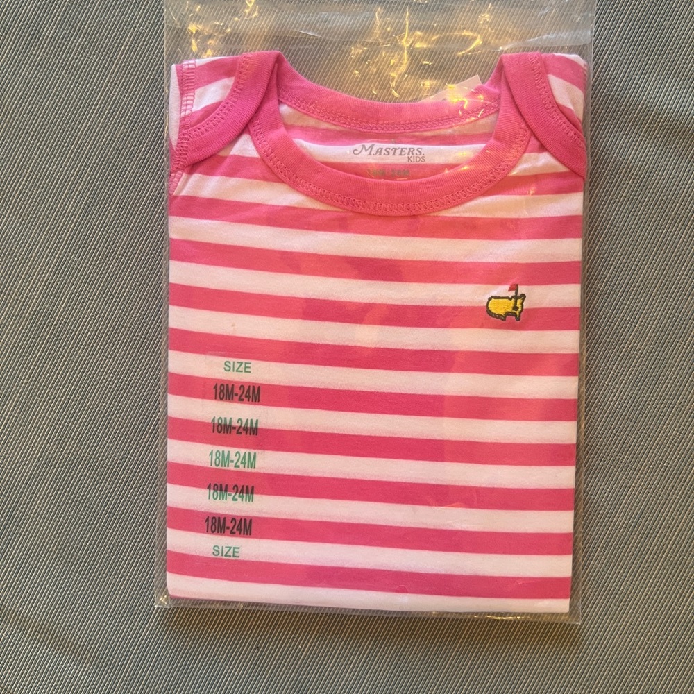 NWT Masters Exclusive Pink and White Stripe Short Sleeve Onesie 18-24 months